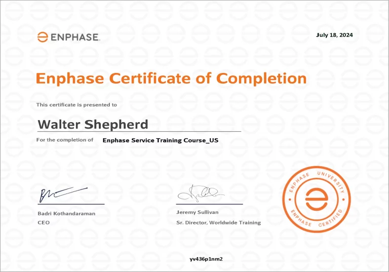 Enphase Solar Certificate Service